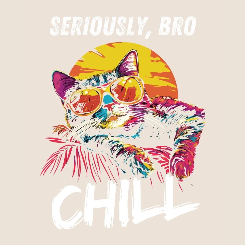 Seriously Bro Chill Cat Sunset Meme