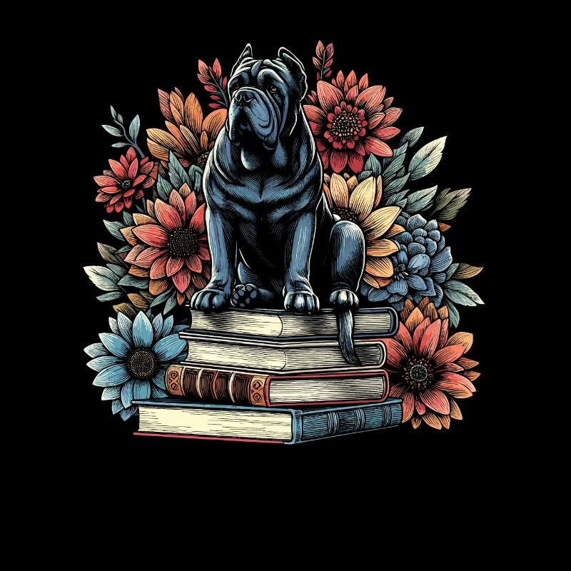 Cane Corso Flower Book Reader Floralcottagecore