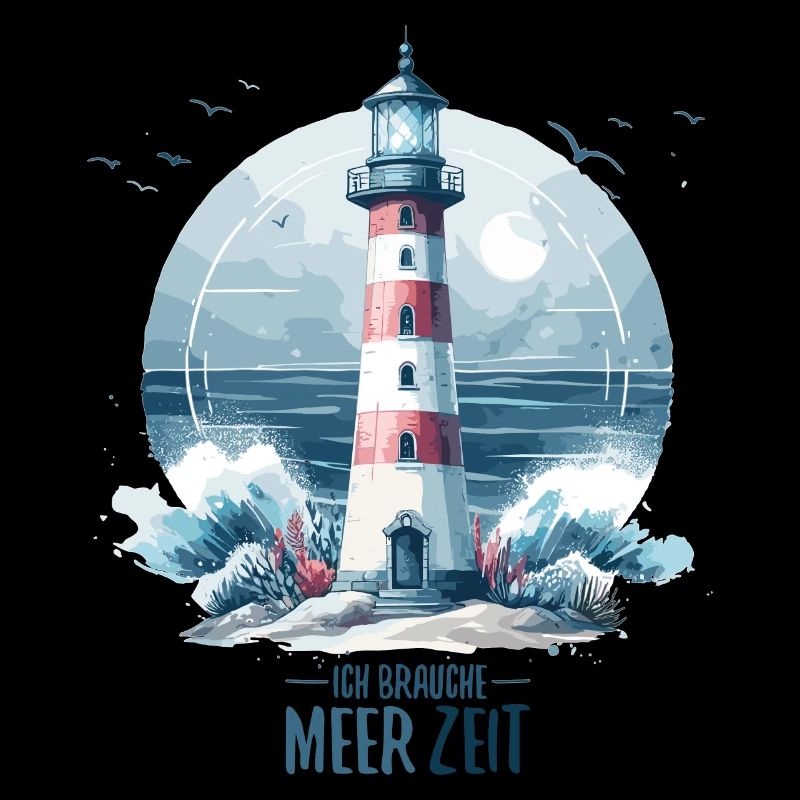 Ich brauche Meer Zeit Leuchtturm Geschenk