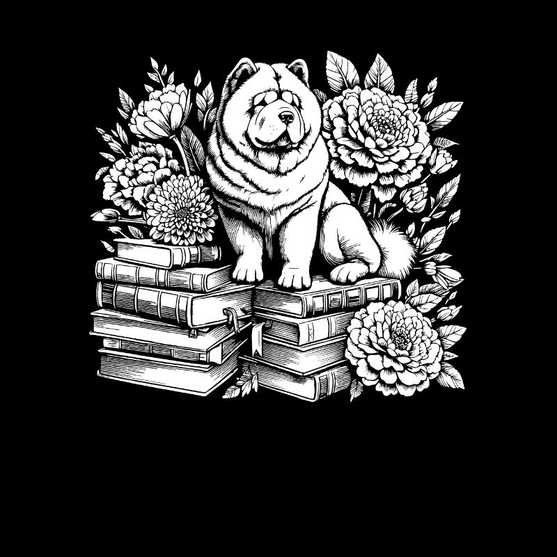Chow Chow Flower Book Reader Floral Cottagecore