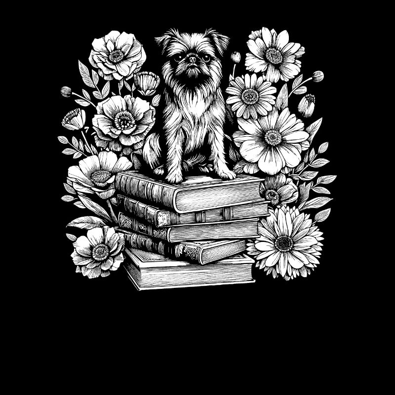 Griffon de Bruxelles Flower Book Reader