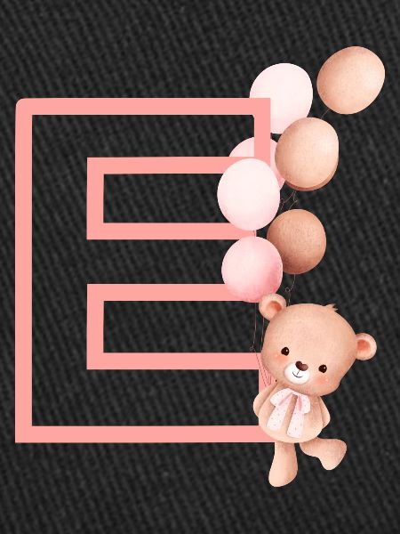 Lettre e rose ours
