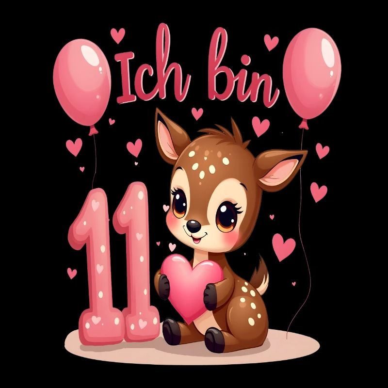 Süßes Reh Ich bin 11 Kinder 11. Geburtstag Mädchen