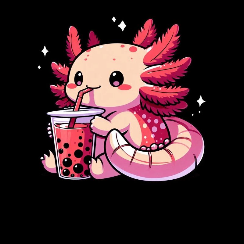 Axolotl Boba Tea Drinking Otaku Anime Lover