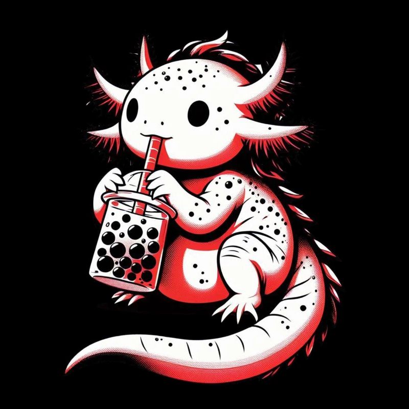 Axolotl Boba Tea Drinking Otaku Anime Lover