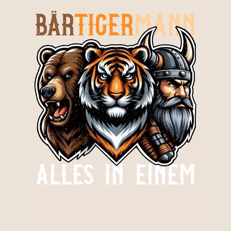 BEARDED MAN Viking Beard Man Tiger Funny