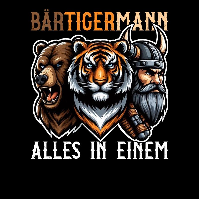 BEARDED MAN Viking Beard Man Tiger Funny