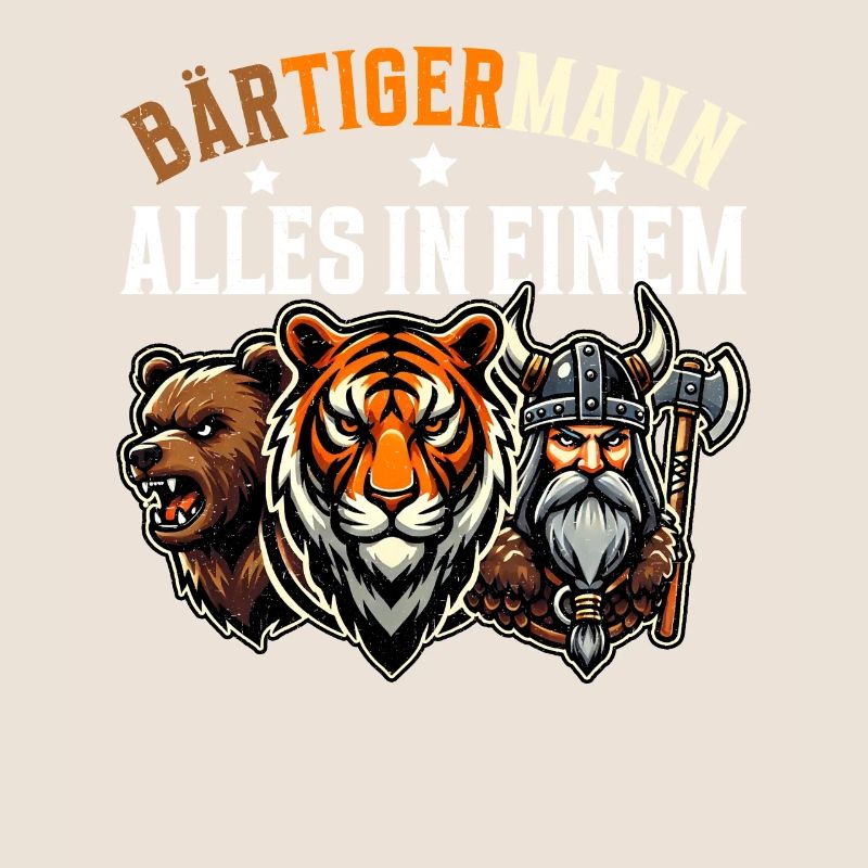 BÄRTIGERMANN Wikinger Bart Mann Tiger Lustige