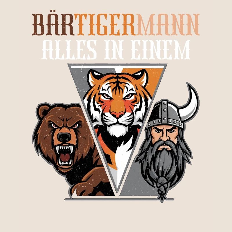 BEARDED MAN Viking Beard Man Tiger Funny