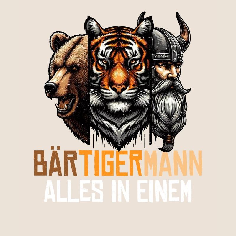 BEARDED MAN Viking Beard Man Tiger Funny