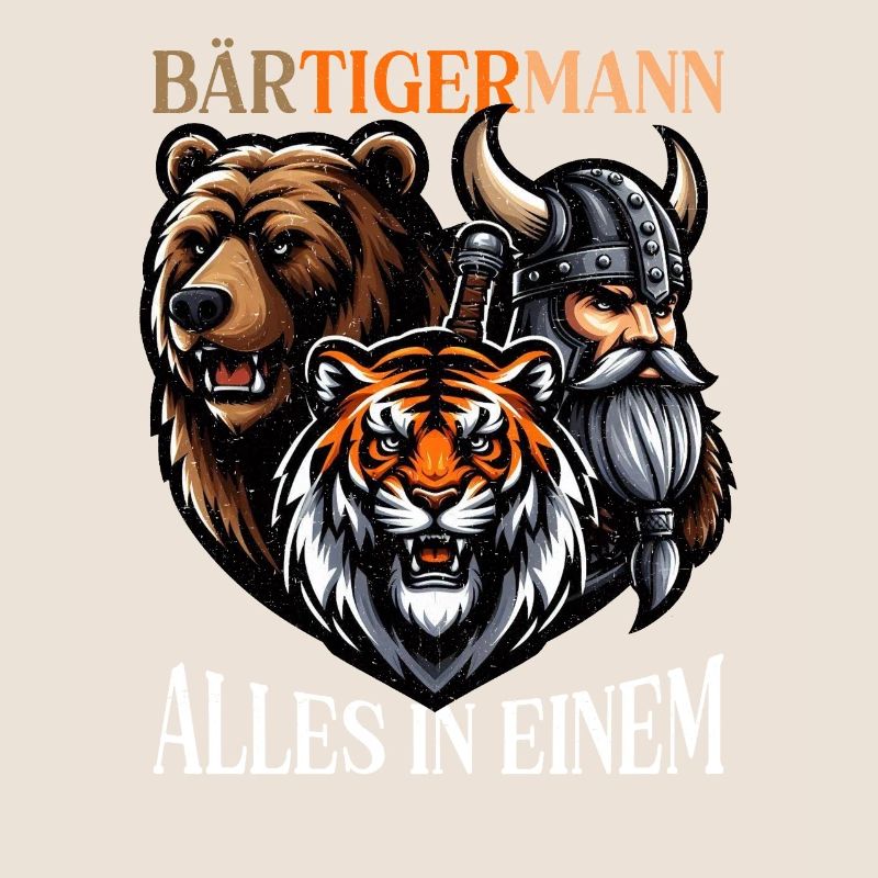 BEARDED MAN Viking Beard Man Tiger Funny