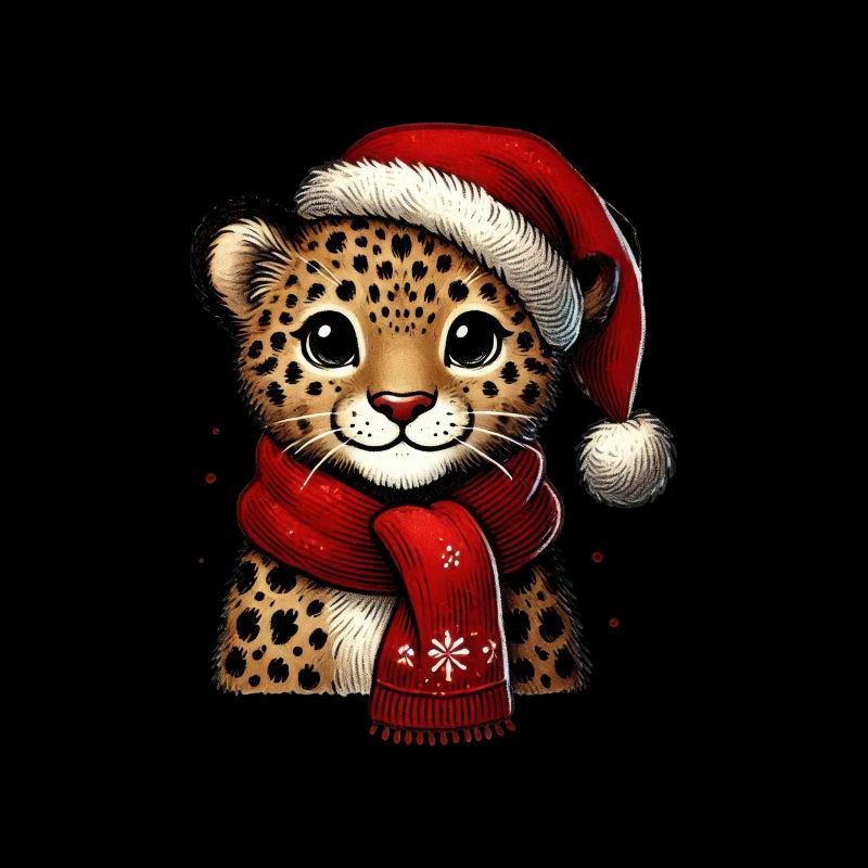 Bébé léopard de Noël avec écharpe et