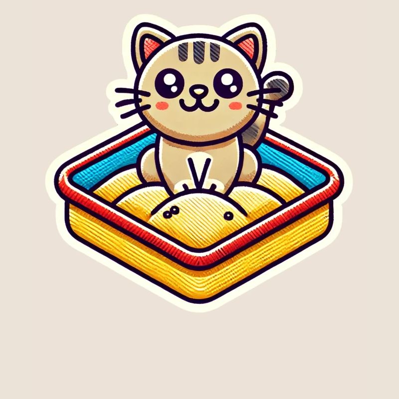 Chat mignon assis dans le bac à sable Style Patch