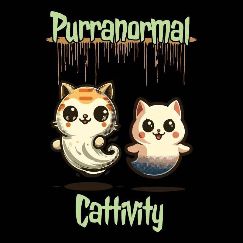 Funny Halloween Outfit with Cute Ghosts Cats