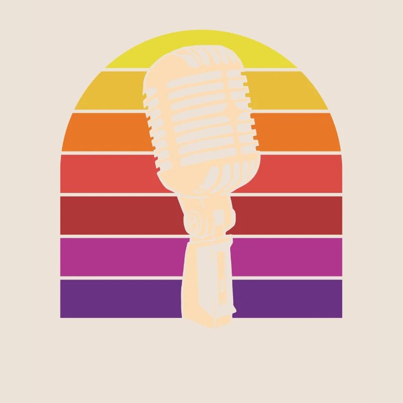 Vintage Microphone Retro Sunset Karaoke
