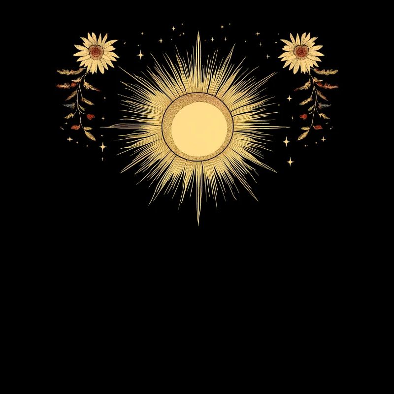 Boho Sun Bohemian Floral Blossoms Graphic Gift
