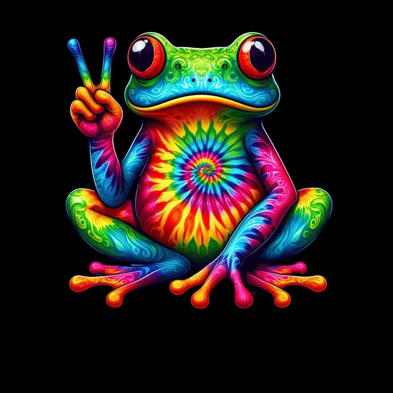 Frog Peace Sign Cute Hippie