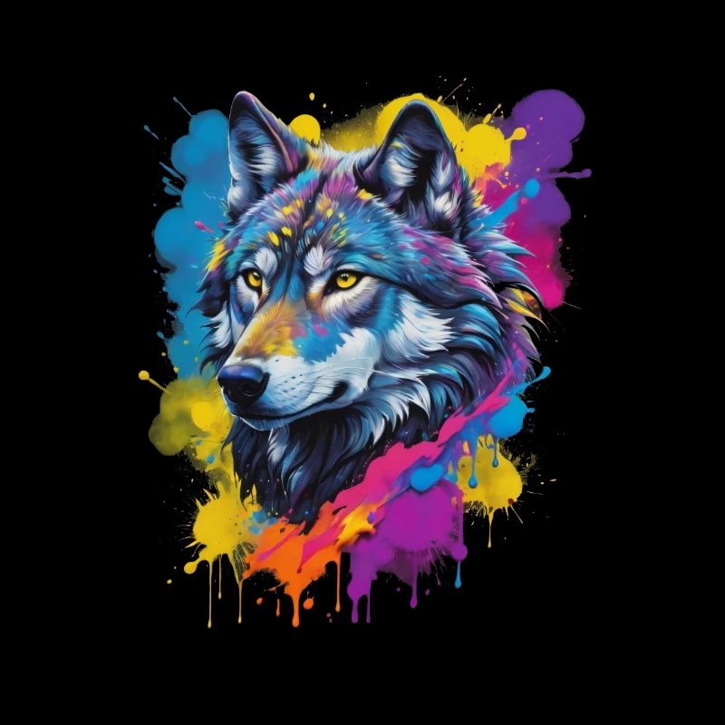 Farbexplosion Wolf Portrait Künstlervision