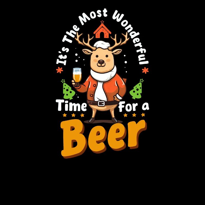 Christmas Reindeer Time For Beer