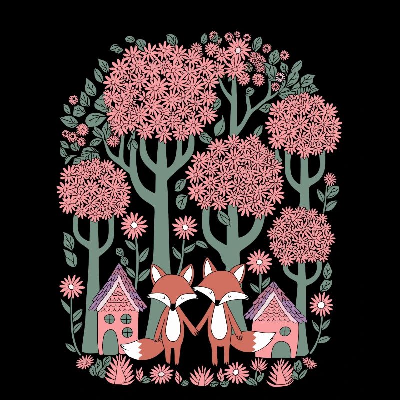 Dreamy cottagecore foxes in the enchanted forest