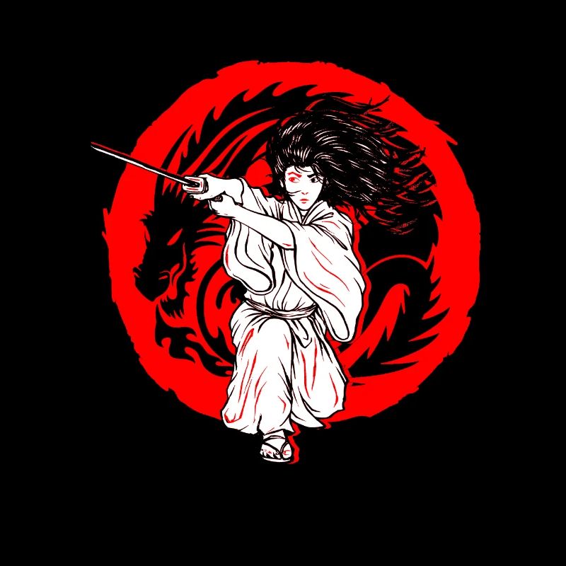 Kanji Japanisches Mädchen Drachen Ninja Samurai
