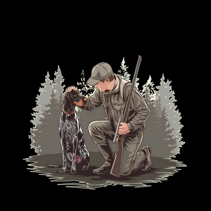 Jäger Mit Hund Im Wald Motiv