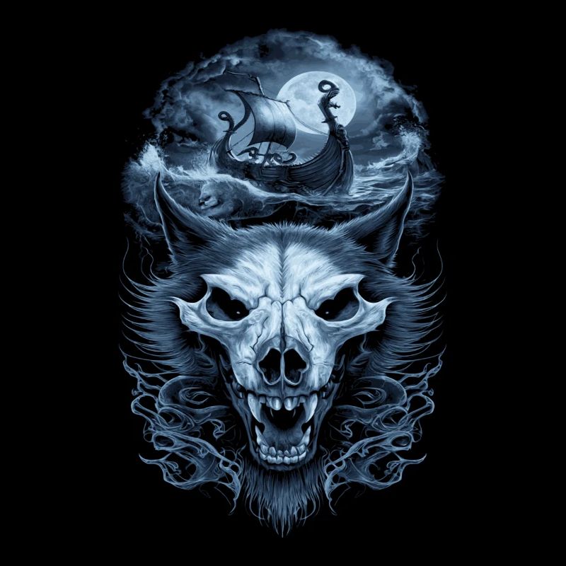 Vikings – Wolves & Ship in the Moonlight