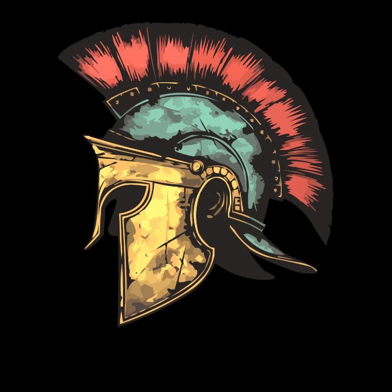 Ancient Roman Warrior Helmet with Red Feather