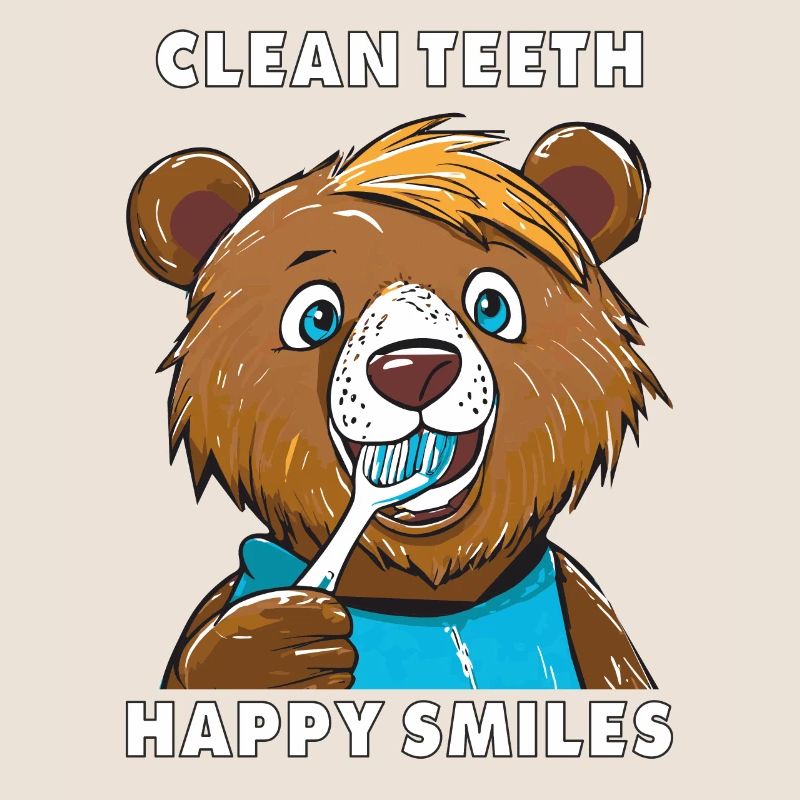 BEAR CLEAN TEETH, HAPPY SMILES