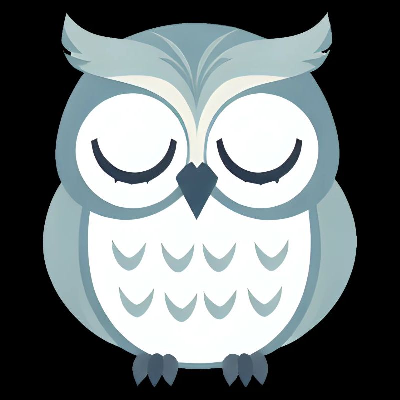 Sleepy Gray Owl Perched on Branch