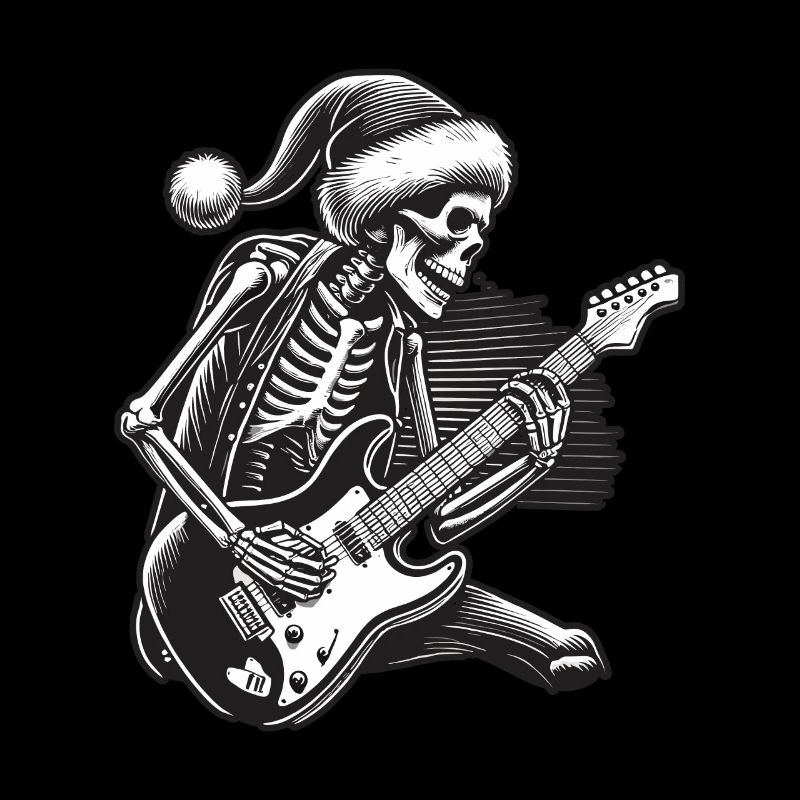 Guitariste squelette Rock N Roll de Noël