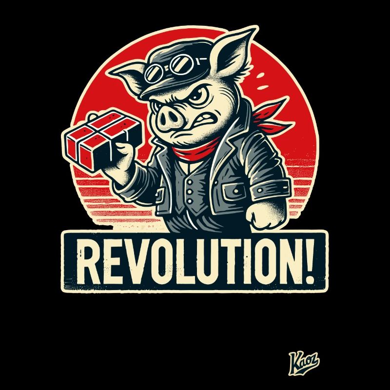 Rétro ouvrier cochon drôle révolution
