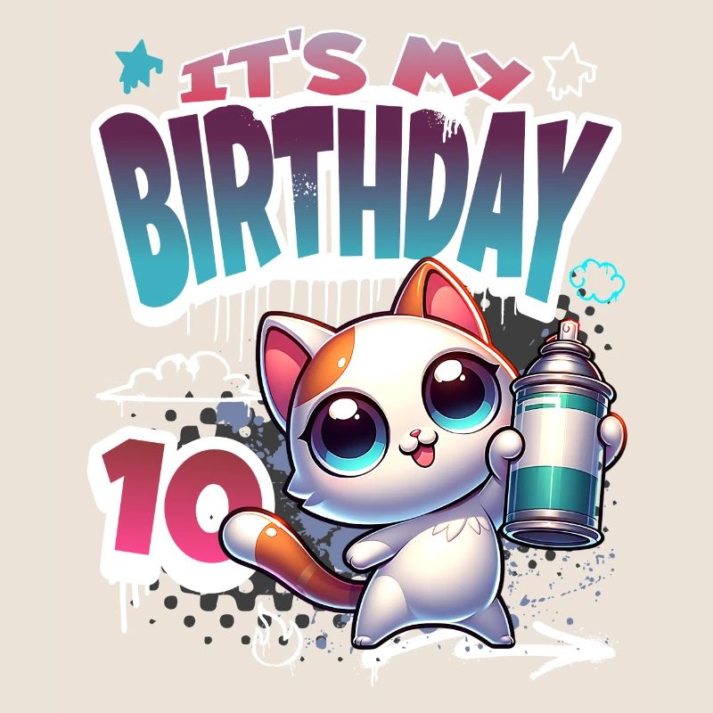Graffiti de chat 10e anniversaire