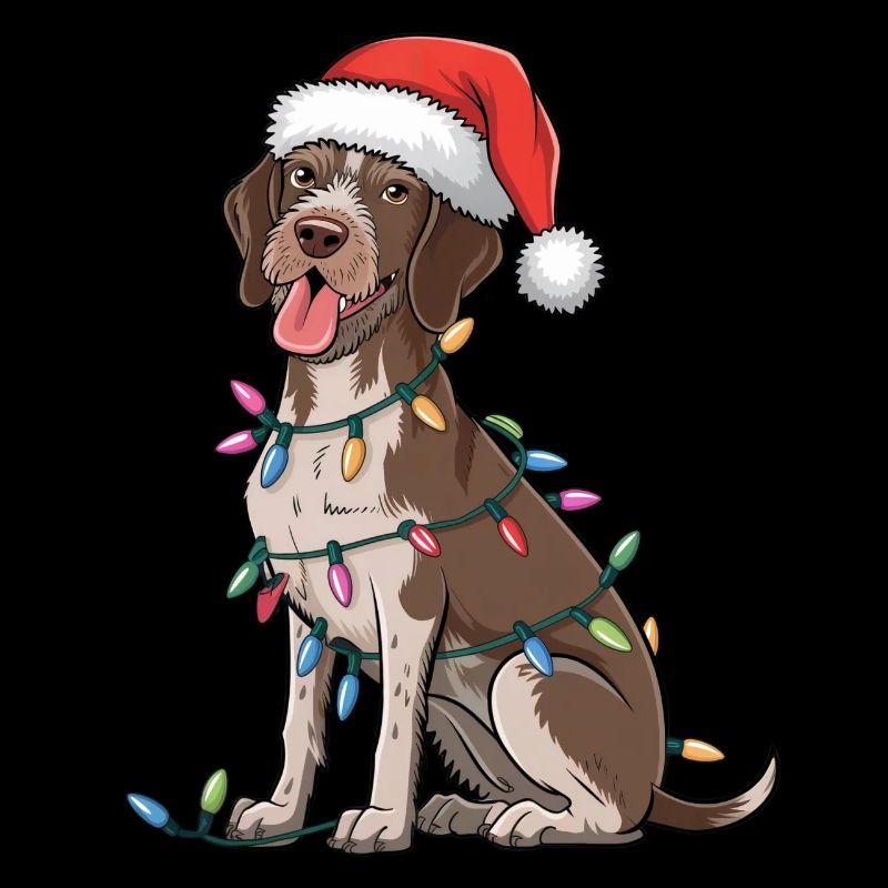 German Wirehaired Pointer Christmas Lights Xmas