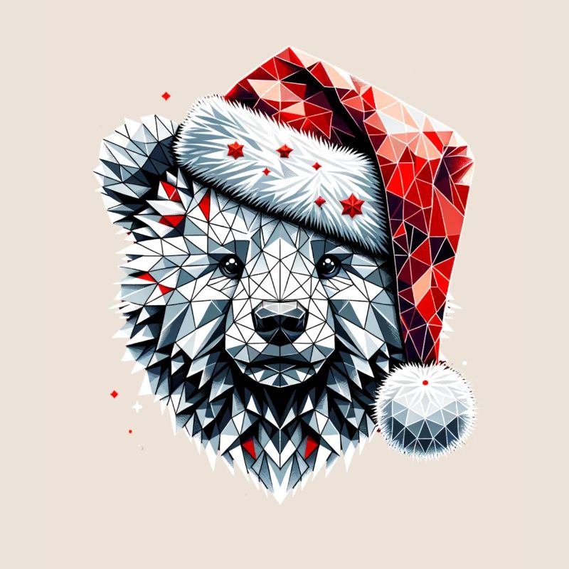 Polygon Kunst Eisbär Weihnachtsmütze Original