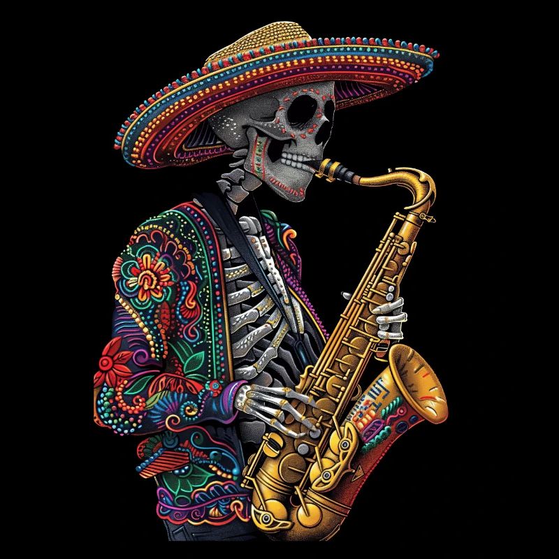 Saxophone Mexican Skeleton