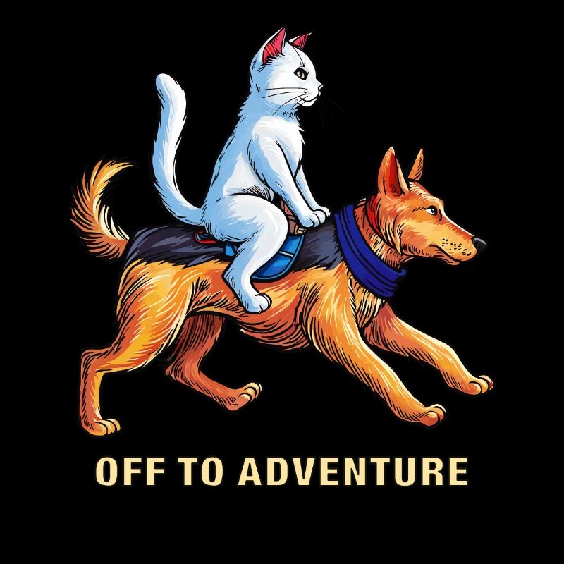 CHIEN CHAT PARTI À L’AVENTURE