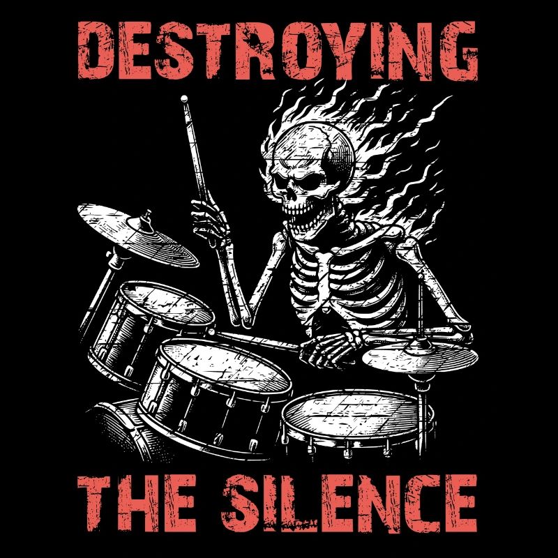 Drummer Skull Skelett am Drumset