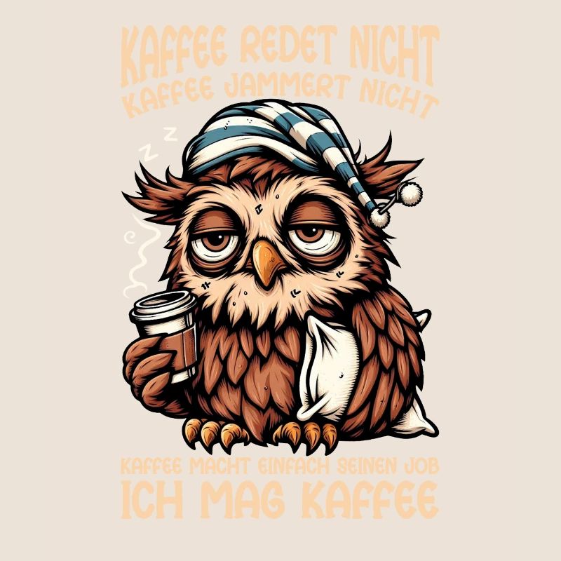 Coffee Doesn't Talk Owl Coffee Drinker Sarcasm