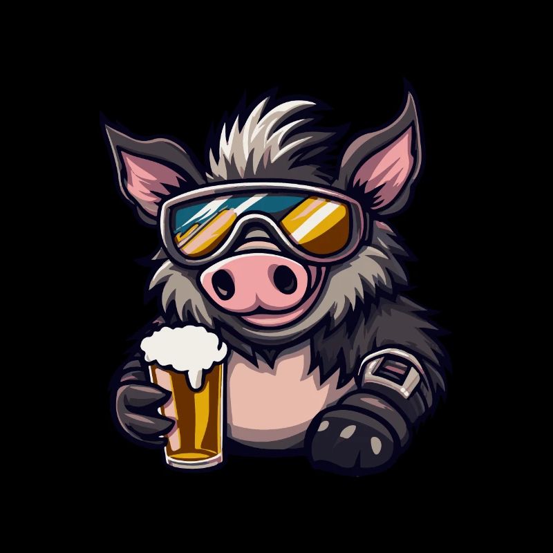 Pig Ski Beer Wild Boar