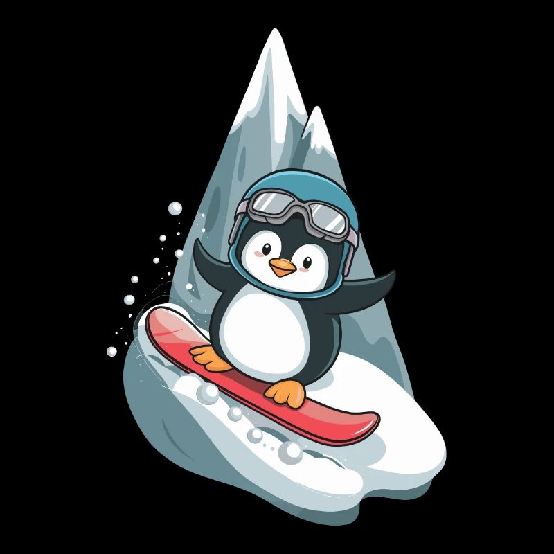 Coole Pinguin Snowboard Abenteuer