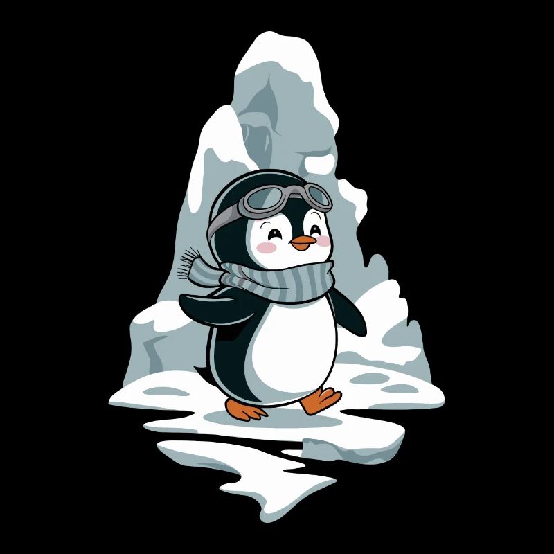 Pingouin joyeux avec écharpe et lunettes devant