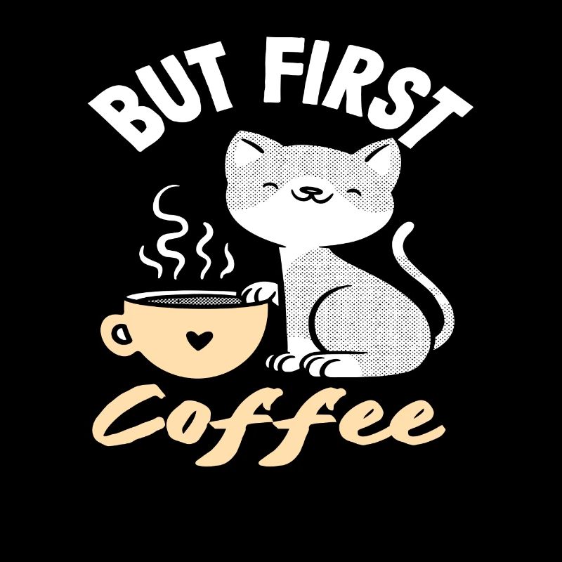 Chat amateur de café - Mais d'abord le café