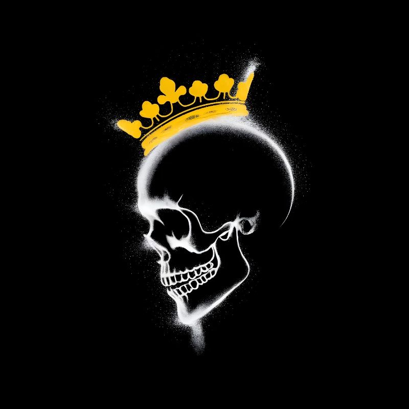 side view skull with crown