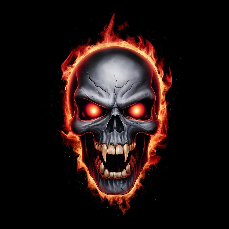 vampire burning skull