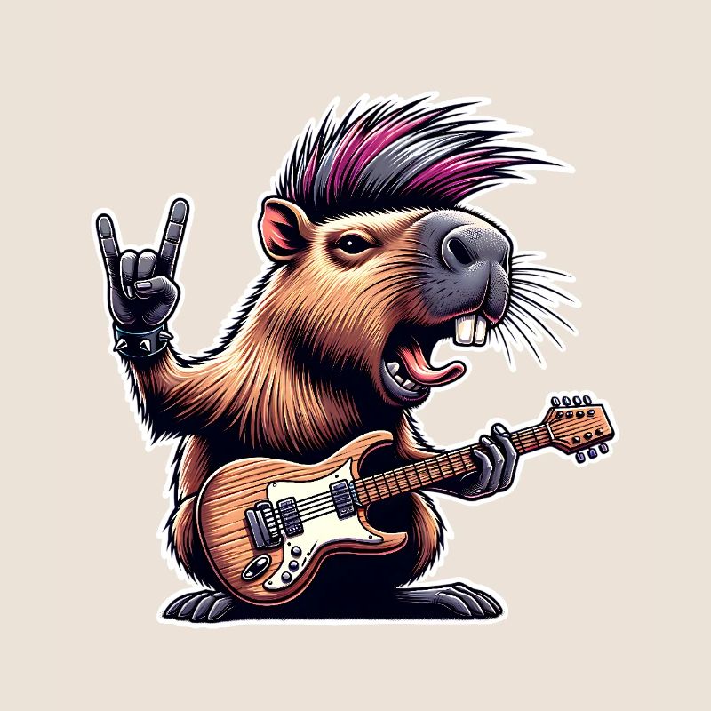 Capybara, guitariste de rock and roll
