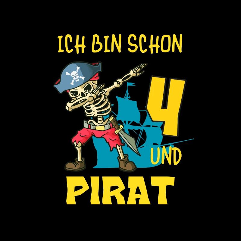 Kinder Pirat Dabbing Skelett 4. Kindergeburtstag