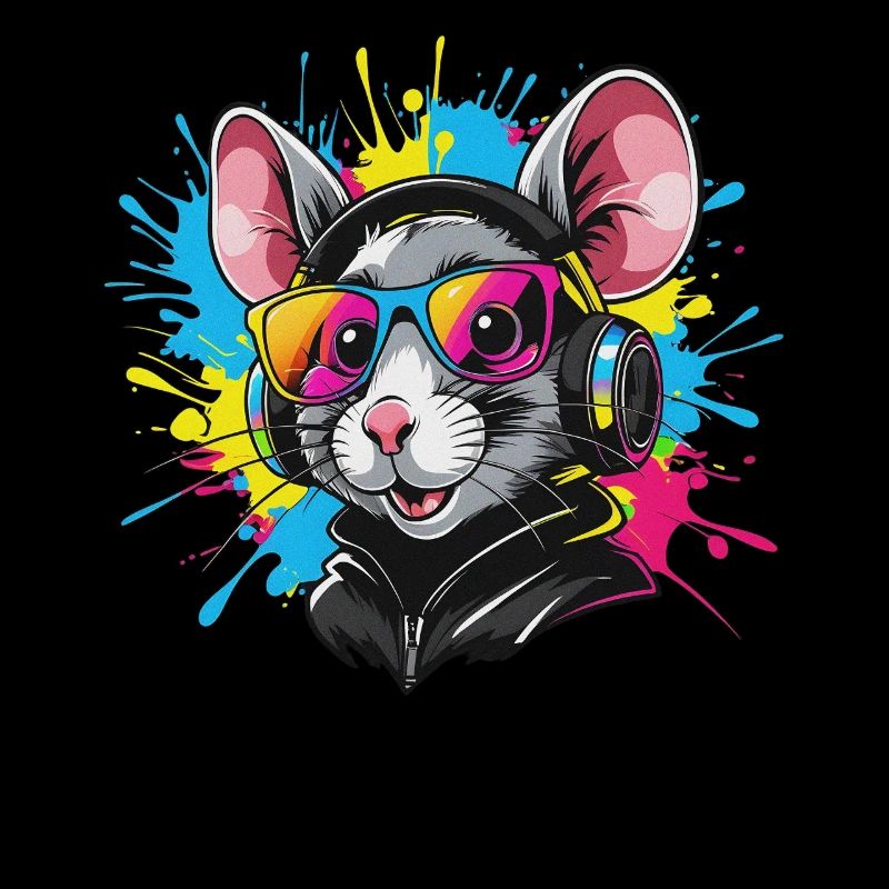 Ratte mit Kopfhörer