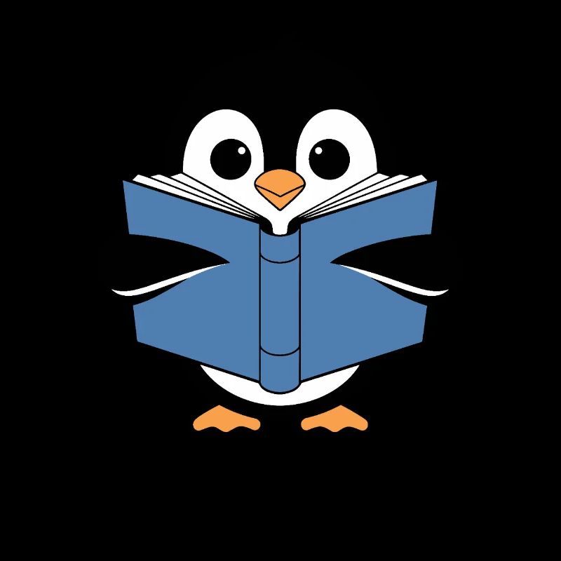 Penguin with book for reading enthusiasts
