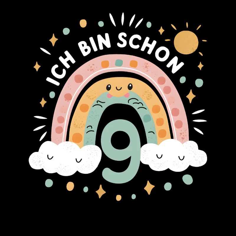 9th Birthday Shirt Rainbow Cloud